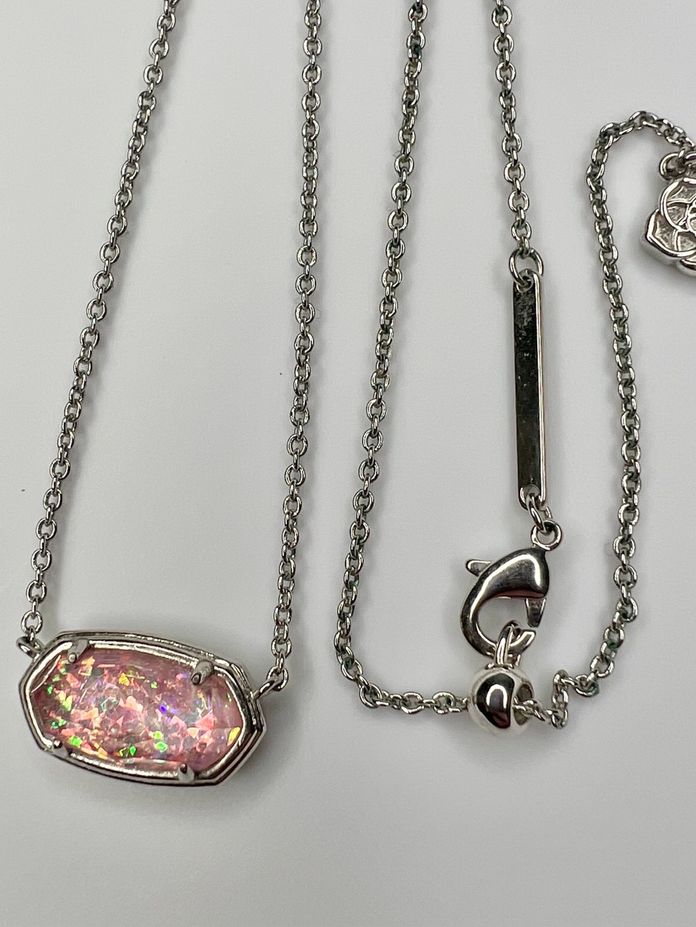 NEW Kendra Scott silver necklace with pink pendant Elisa necklace